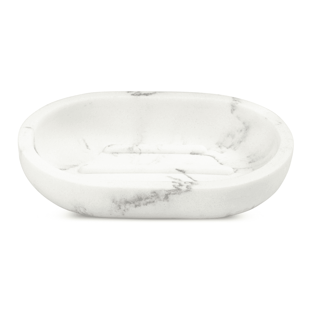 Soap Dish Marble Resin White 12X8.5cm