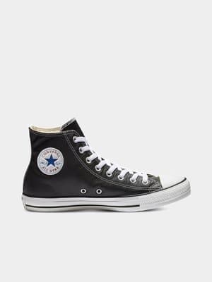 Converse Mens All Star Hi Black/White Leather Sneakers