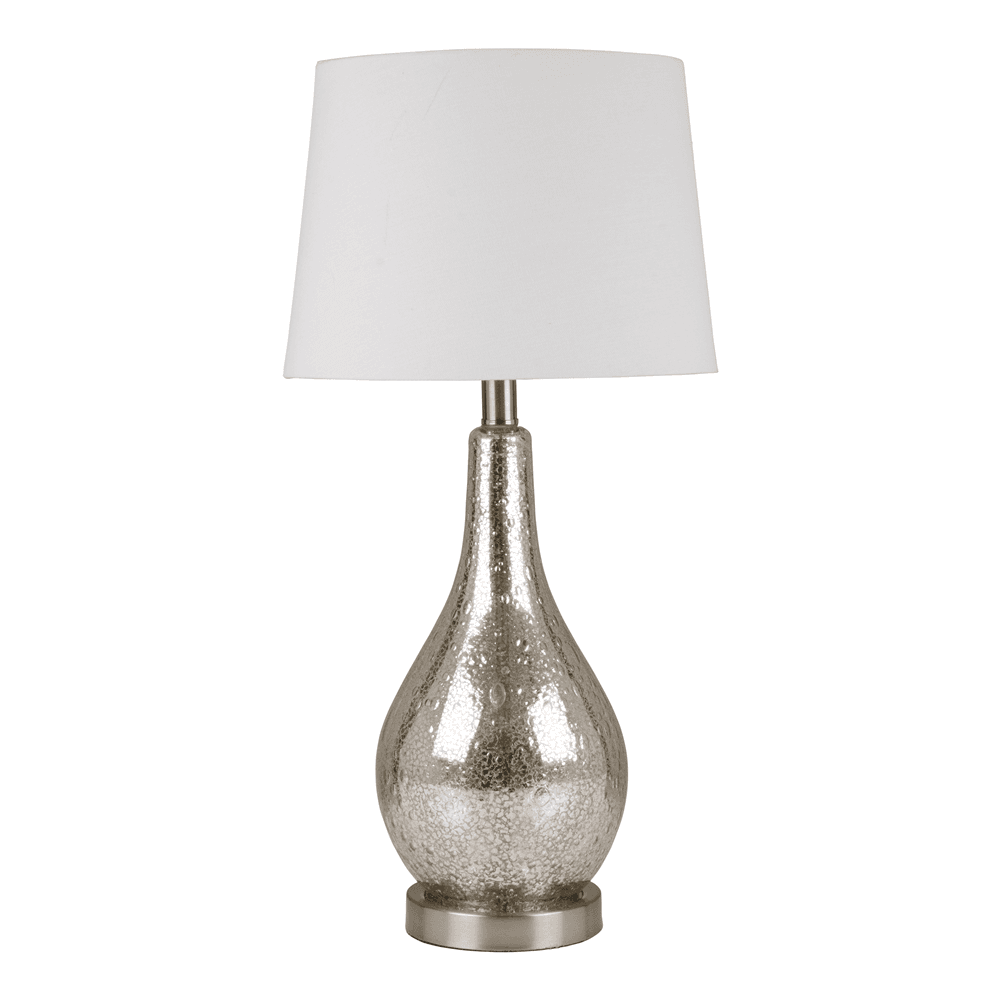 Table Lamp Mercury Glass with White Shade