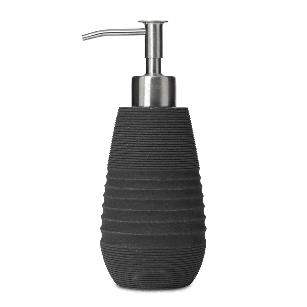 Soap Dispenser Ridged Variegated Resin Black 19cm