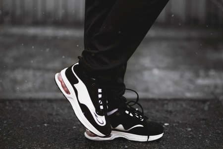 men black sneakers closeup