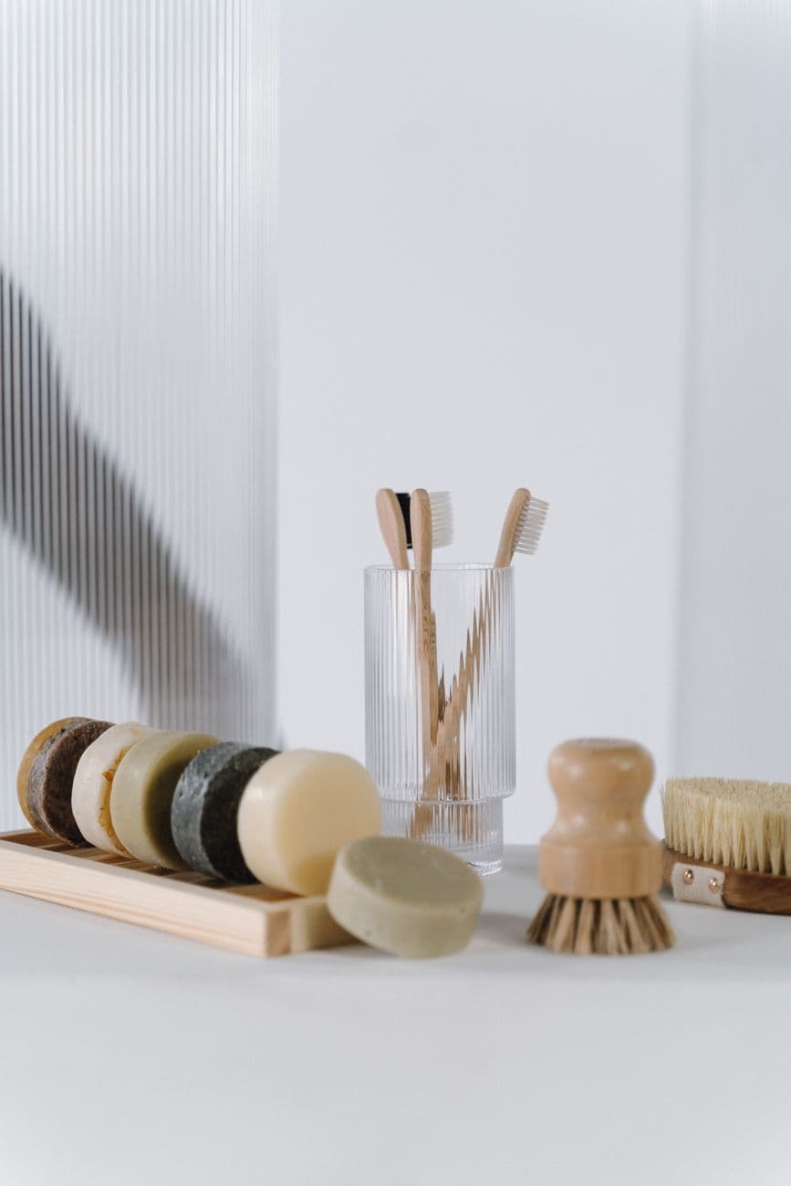 bathroom accessories product photo white background